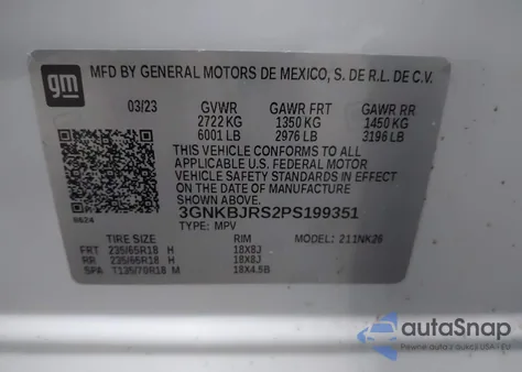 2023 Chevrolet Blazer Awd 3Lt from USA, damaged, VIN 3GNKBJRS2PS199351